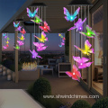 Purple Butterfly Solar Wind Chimes for Outdoor Use with Color Changing Feature